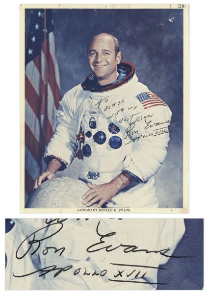 Apollo 17 Astronaut Ron Evans Signed 8'' x 10'' Photo