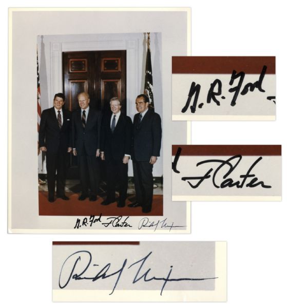 Three Presidents Signed 8'' x 10'' Photo -- Signed by Nixon, Ford & Carter