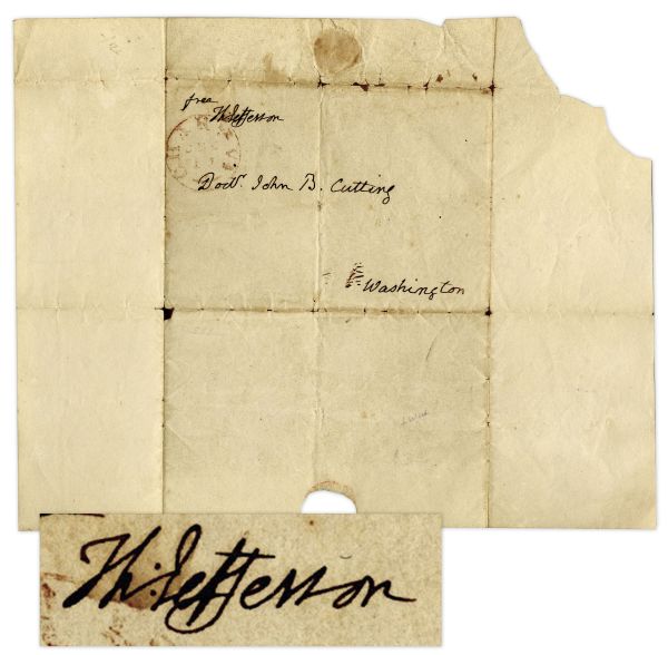 Thomas Jefferson Signed Free Frank -- Envelope Filled Out in Jefferson's Hand