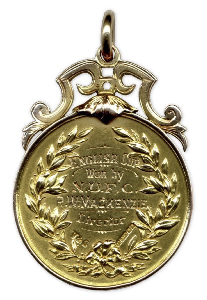 F.A. Cup Gold Winner's Medal Awarded to Newcastle United for the Famous ''Rainy Day Final'' in 1924 -- Accompanied by Two Original Team Photographs