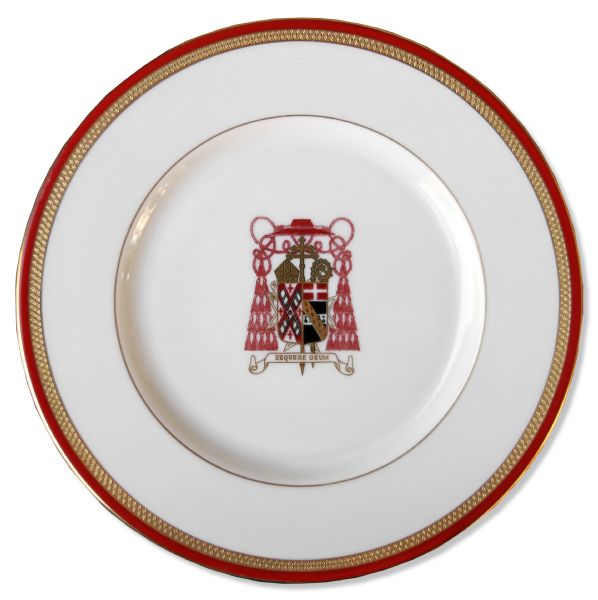 Cardinal Francis Spellman Lenox China Plate -- With Cardinal's Seal to Front & Service Tag to Verso