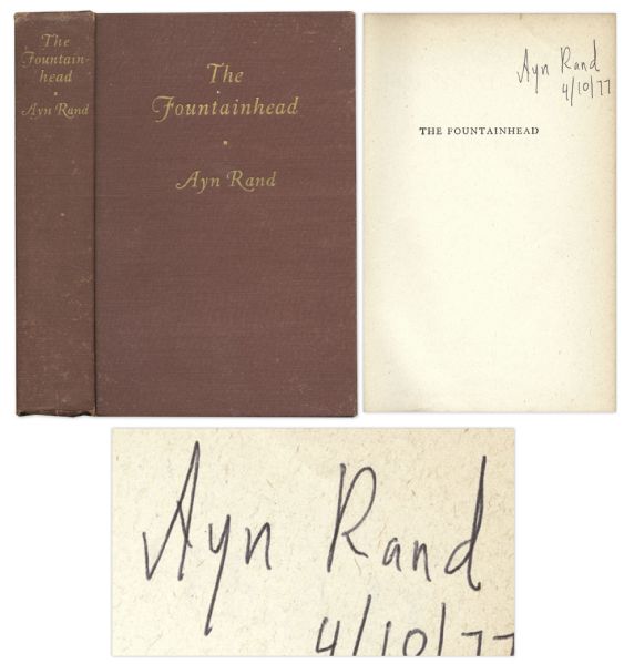 Ayn Rand Signed Copy of ''The Fountainhead'' -- With PSA/DNA COA