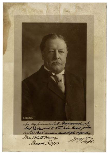 President William H. Taft Photograph Signed as President -- Signed on His Last Day in Office -- Measures 9.75'' x 13.75''