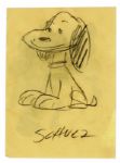 Charles Schulz Signed Sketch of Snoopy -- From the Early 1950s