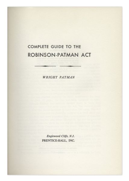 President Franklin D. Roosevelt Pen Used to Sign the Important Robinson-Patman Act Into Law -- Designed to Help Local Stores Compete With Large Retailers