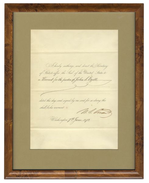 President Ulysses S. Grant Signed Pardon