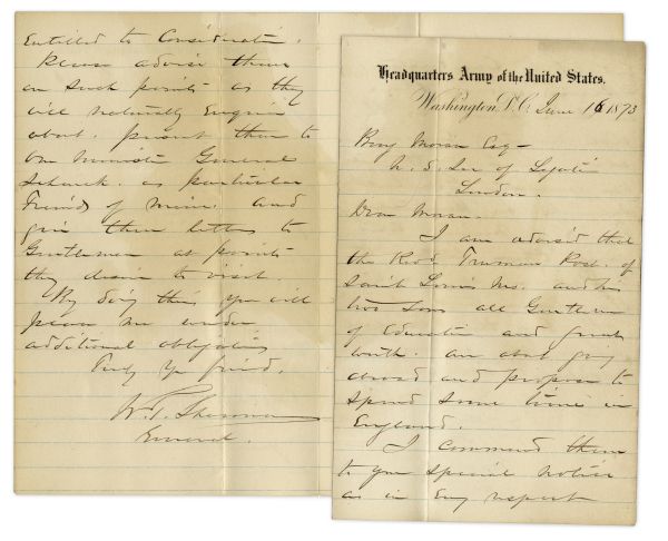 General William T. Sherman Autograph Letter Signed on U.S. Army Stationery