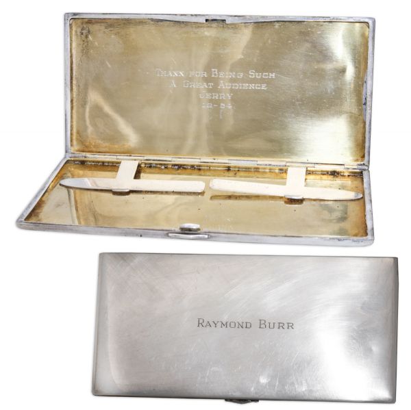Raymond Burr Cigarette Case Gifted to Him by Jerry Lewis -- Given to Burr on the Set of the 1955 Film ''You're Never Too Young''