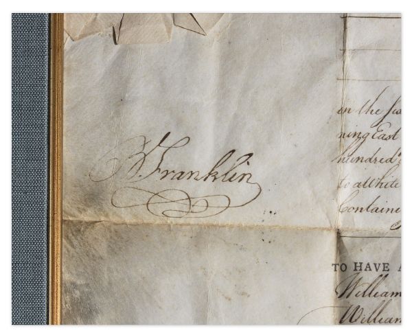 Benjamin Franklin Signed Land Grant for Revolutionary War Veteran -- From 1787 One Month Before Franklin Attended the Constitutional Convention