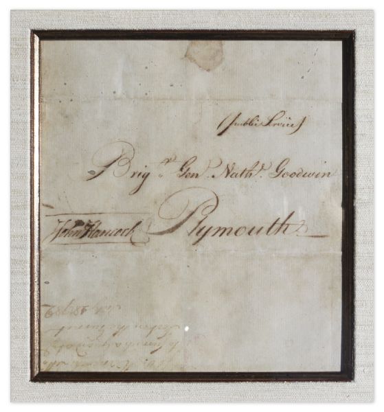 John Hancock Franking Signature From 1782 During the Revolutionary War -- Rare, With Address Panel in His Hand