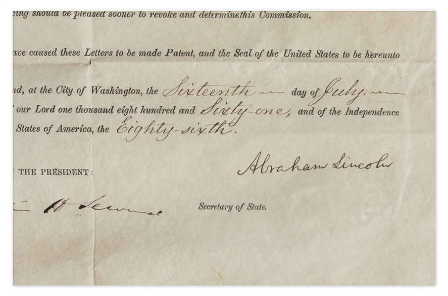 Abraham Lincoln Document Signed as President During the Civil War -- With Full Signature, in Near Fine Condition