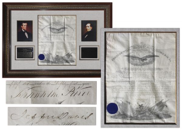 Franklin Pierce Military Appointment Signed as President -- Countersigned by Jefferson Davis