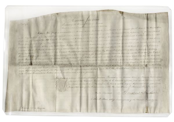 Andrew Jackson Land Grant Signed as President -- Large Document Measures 25'' x 16''