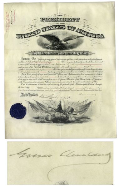 Grover Cleveland Signed Military Appointment as President