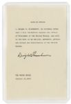 Dwight D. Eisenhower Signed Souvenir Presidential Oath of Office -- ...I, Dwight D. Eisenhower, do solemnly swear...