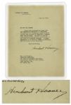 Herbert Hoover Typed Letter Signed as President -- ...such an organization is an important contribution to the cause of spiritual progress...