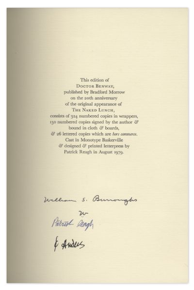 William S. Burroughs Signed Limited Edition of ''Doctor Benway''