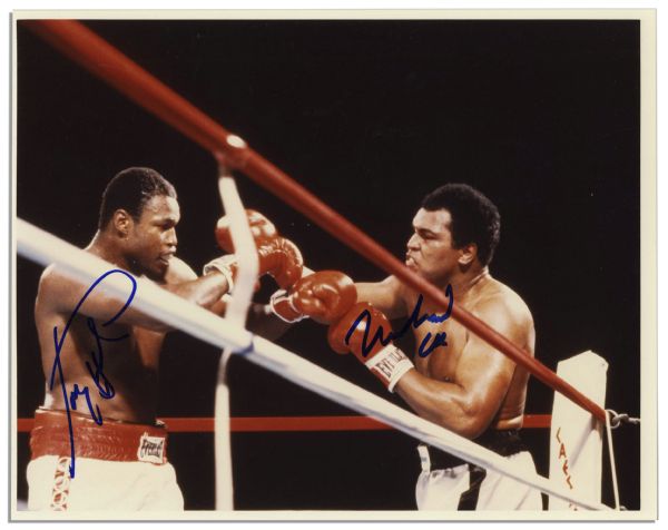 Fantastic Muhammad Ali Signed 10'' x 8'' Photo -- Also Signed by Larry Holmes From Ali's Penultimate Fight -- Obtained in Person by Michael Wehrmann
