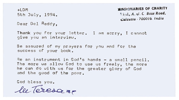 Mother Teresa Typed Letter Signed -- ''...Be an instrument in God's hands - a small pencil...''