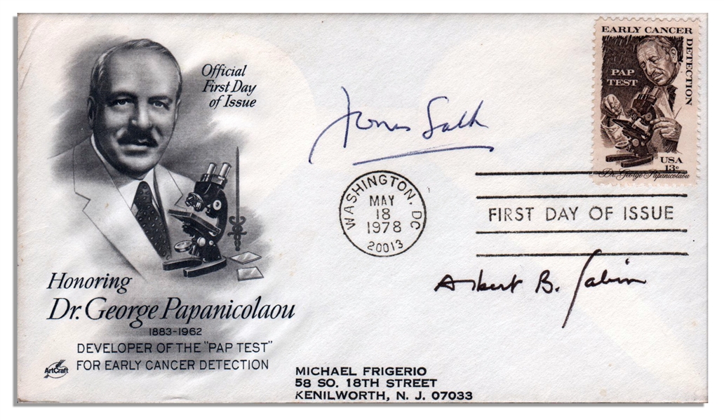 Jonas Salk & Albert Sabin Signed First Day Cover