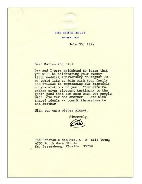 Richard Nixon Letter Signed as President Just 10 Days Before His Resignation -- ''...the great good that can come when two people with love for one another...''