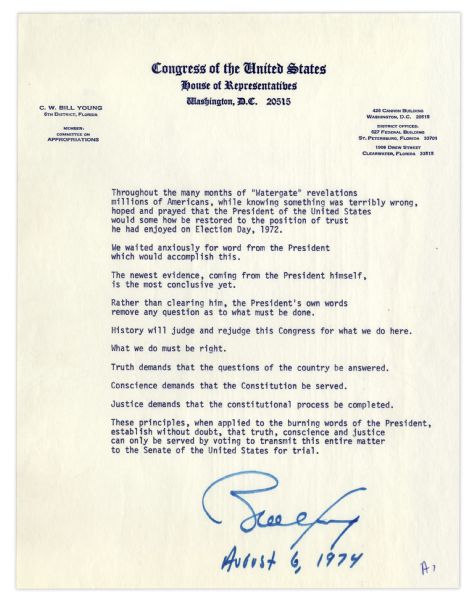 President Gerald Ford's First Days as President -- ''...With the loyalty and prayers of...countless Americans, I am confident that we shall meet the challenges in the months ahead...''