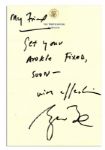 Rare Autograph Note Signed by George W. Bush as President