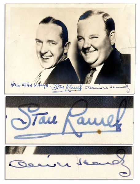 Jovial Laurel & Hardy Signed Photo