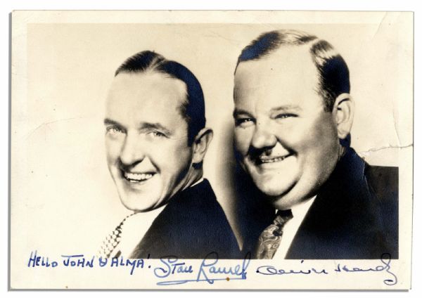 Jovial Laurel & Hardy Signed Photo
