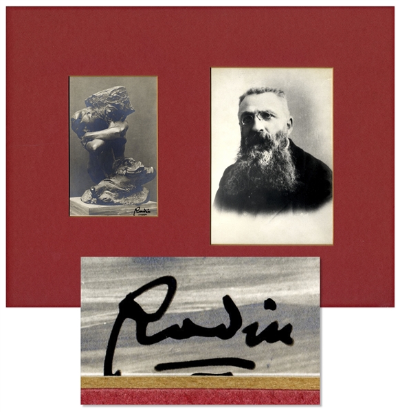 Revolutionary French Sculptor Auguste Rodin Signed Photo Postcard of His Famous Work, ''Cariatide Carrying a Stone''