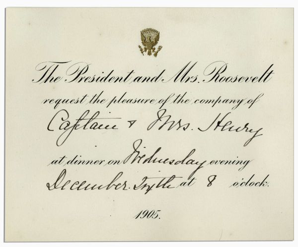 Theodore Roosevelt White House Invitation From 1905