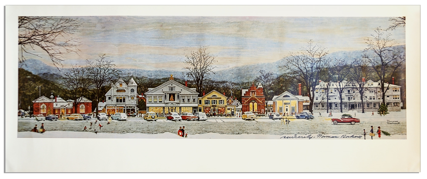 Norman Rockwell Signed Print of His Iconic ''Main Street at Christmas''