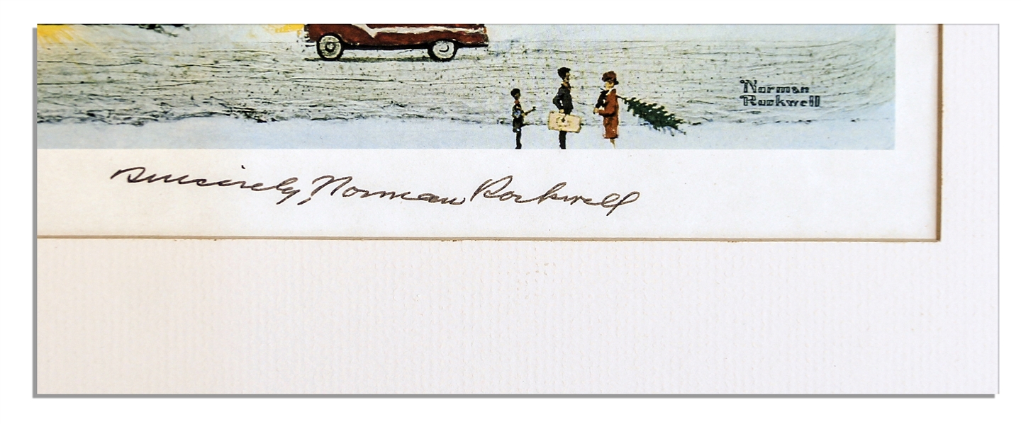 Master of Americana, Norman Rockwell Signed Print of ''Stockbridge Main Street at Christmas''