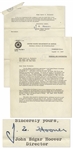 F.B.I Director J. Edgar Hoover Typed Letter Signed on FBI Stationery