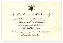Very Last White House Invitation for the Kennedy Administration -- President John F. Kennedy Invitation Card for a White House Reception Held Two Days Before His Death