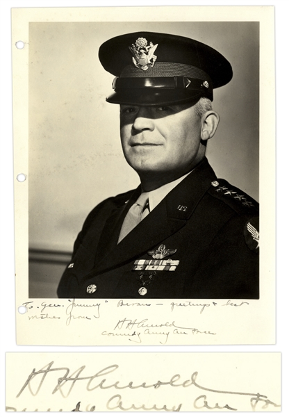 Five-Star General Hap Arnold Signed 8.5'' x 11'' Photo -- Dedicated to WWII Air Force General James Bevans