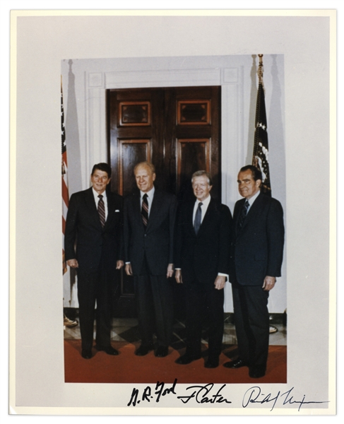 Three Presidents Signed 8'' x 10'' Photo -- Signed by Nixon, Ford & Carter