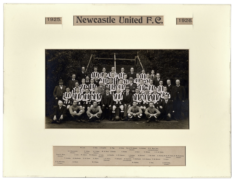 F.A. Cup Gold Winner's Medal Awarded to Newcastle United for the Famous ''Rainy Day Final'' in 1924 -- Accompanied by Two Original Team Photographs