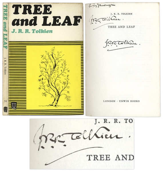 J.R.R. Tolkien Signed Copy of ''Tree and Leaf'' -- With PSA/DNA COA