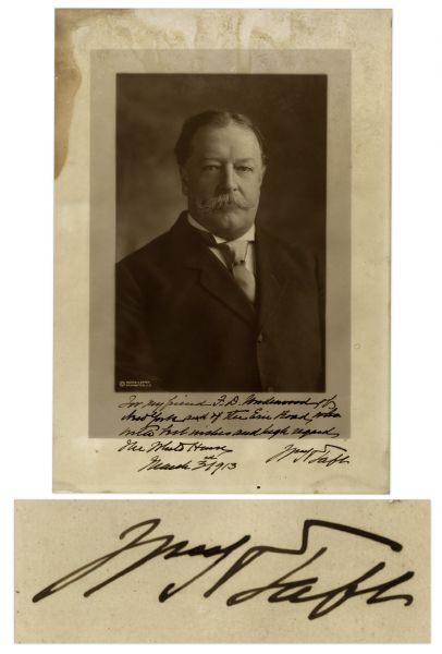 President William H. Taft Photograph Signed as President -- Signed on His Last Day in Office -- Measures 9.75'' x 13.75''