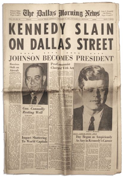 23 November 1963 Morning Edition of ''The Dallas Morning News'' -- The Day After JFK Was Assassinated