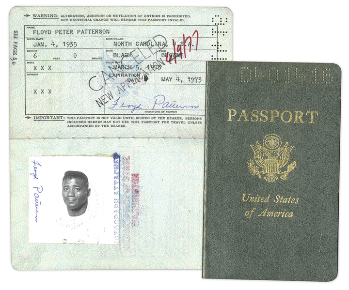 Heavyweight Champion Floyd Patterson Twice-Signed Passport