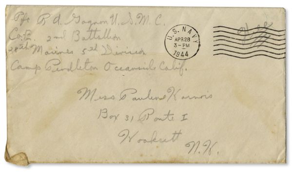 Rene Gagnon Signed Envelope From 1944 During WWII