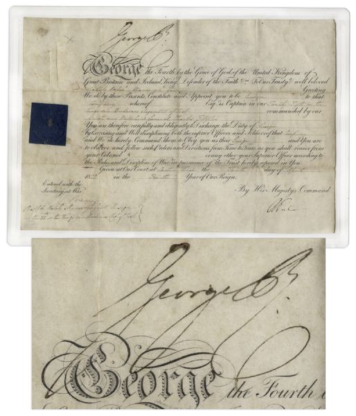 King George IV Military Appointment Signed From 1823