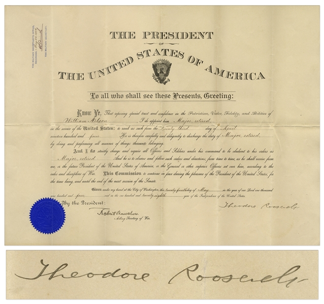 Theodore Roosevelt Military Appointment Signed as President