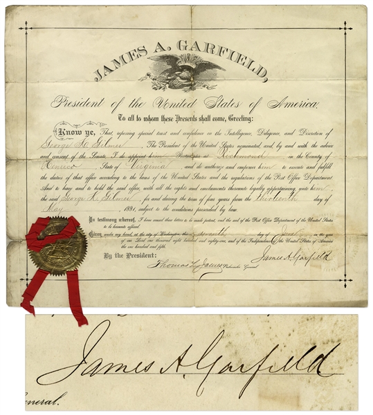 James Garfield autograph Scarce James Garfield Document Signed as President -- From 7 June 1881