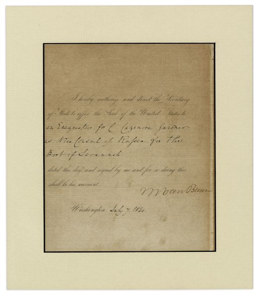 Martin Van Buren Document Signed as President in 1840