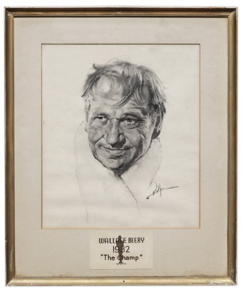 Nicholas Volpe Charcoal Sketch of Wallace Beery in ''The Champ'' -- Volpe Was Commissioned by the Motion Picture Academy to Draw Portraits Each Year of the Best Actor & Actress Oscar Winners