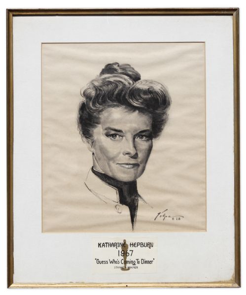 Nicholas Volpe Sketch of Katharine Hepburn in ''Guess Who's Coming to Dinner'' -- Volpe Was Commissioned by the Academy to Draw Portraits Each Year of the Best Actor & Actress Oscar Winners