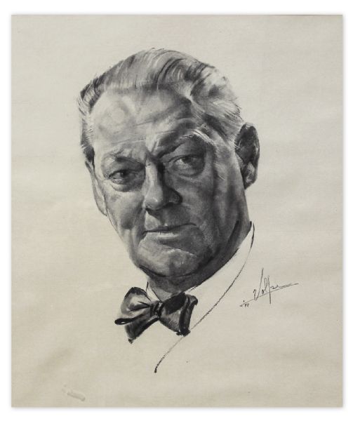 Nicholas Volpe Charcoal Sketch of Lionel Barrymore in ''Free Soul'' -- Volpe Was Commissioned by the Academy to Draw Portraits Each Year of the Best Actor & Actress Oscar Winners